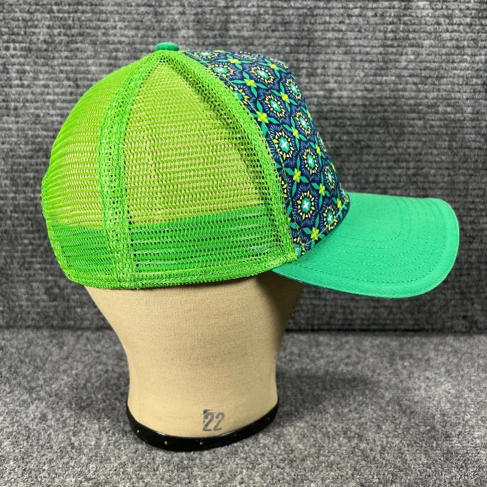 Prana‎ Hat Cap Womens Snap Back Mesh Trucker Green Geometric OSFM Outdoor